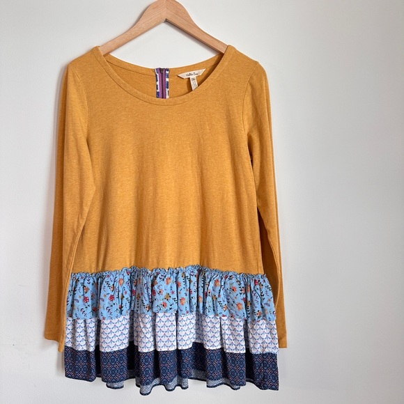Matilda Jane Weekend Vibes Make Believe Tunic Top Womens Size M Yellow Ruffled - Picture 1 of 5